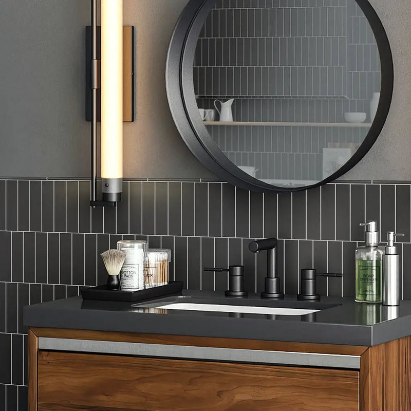 Black 2x8 Matte Ceramic Subway Deco Tile (38 pack, 4.1 sq ft/case) by Apollo Tile