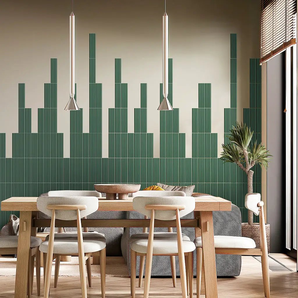 Green 2x8 Glossy Ceramic Subway Deco Tile (38 pack, 4.09 sq ft/case) by Apollo Tile
