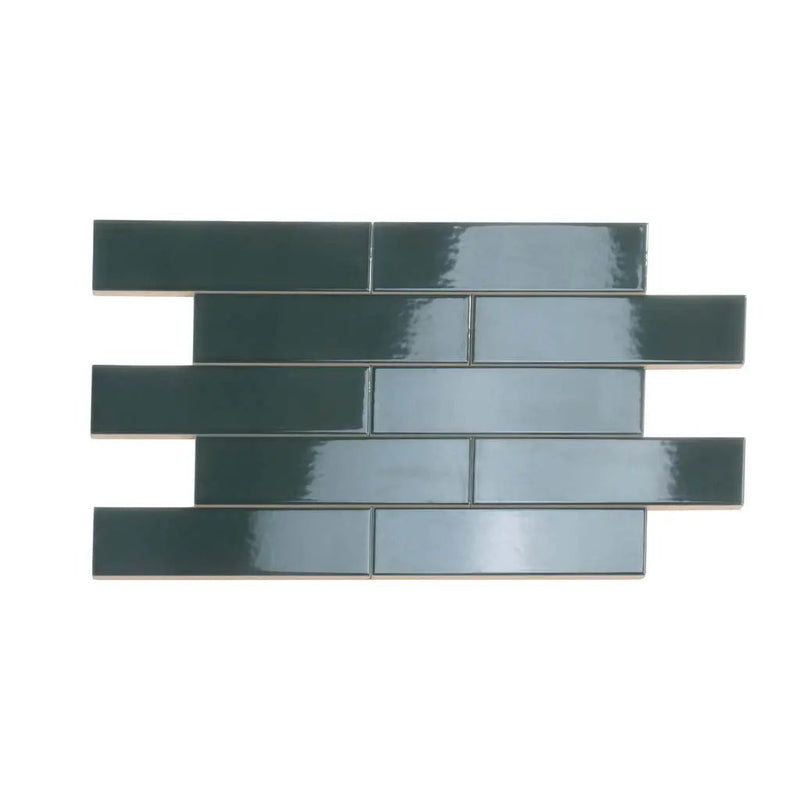 Green 2x8 Glossy Ceramic Subway Tile (60 pack, 6.48 sq ft/case) by Apollo Tile
