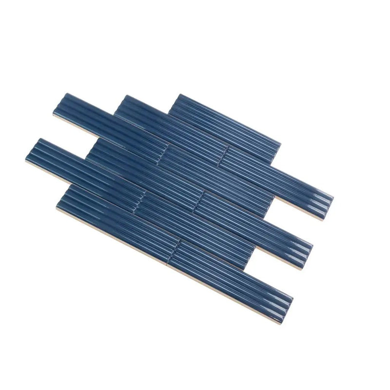 Blue 2x8 Glossy Ceramic Subway Deco Tile (38 pack, 4.09 sq ft/case) by Apollo Tile