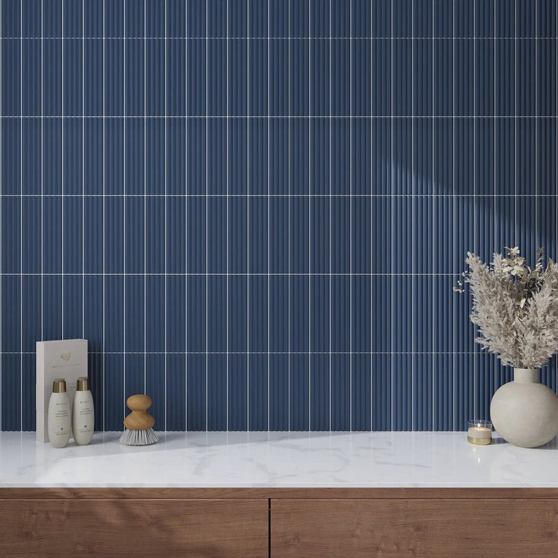 Blue 2x8 Matte Ceramic Subway Deco Tile (42 pack, 4.54 sq ft/case) by Apollo Tile