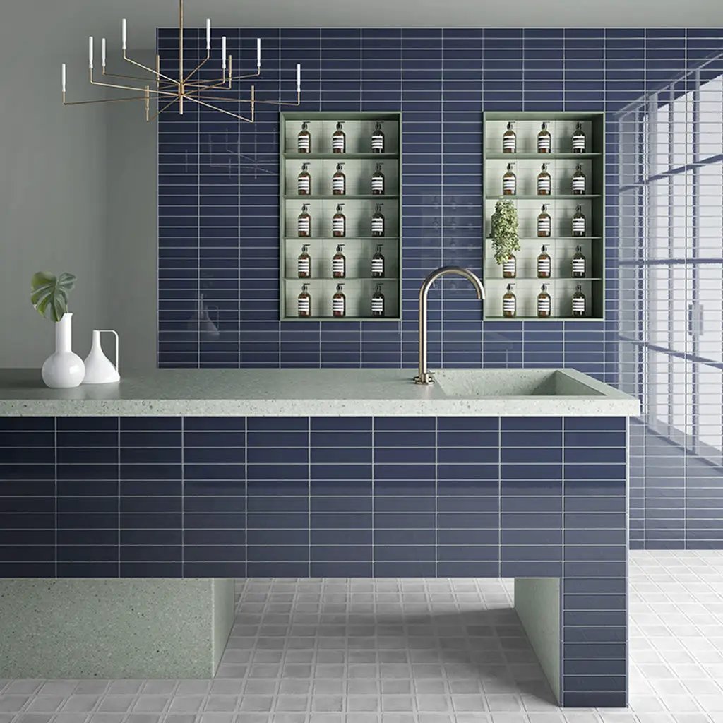 Blue 2x8 Glossy Ceramic Subway Tile (60 pack, 6.48 sq ft/case) by Apollo Tile