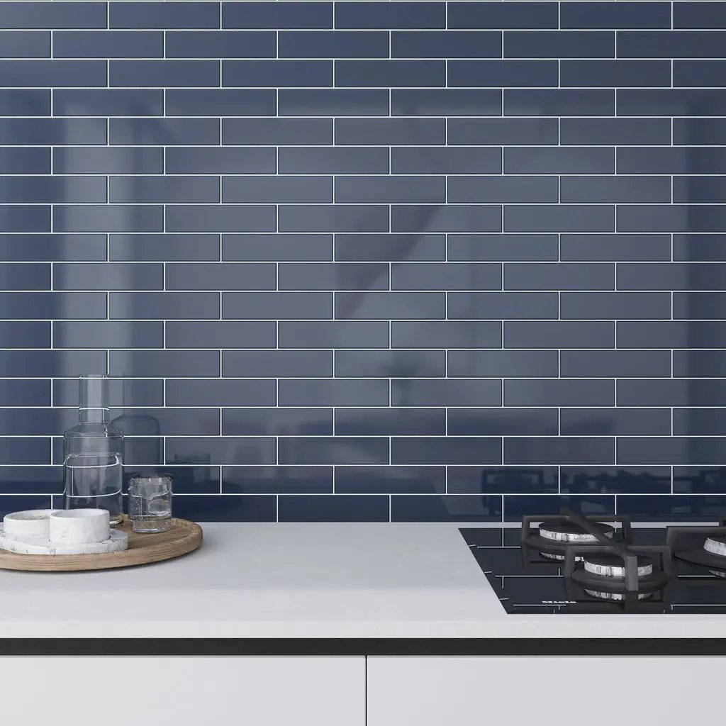 Blue 2x8 Glossy Ceramic Subway Tile (60 pack, 6.48 sq ft/case) by Apollo Tile