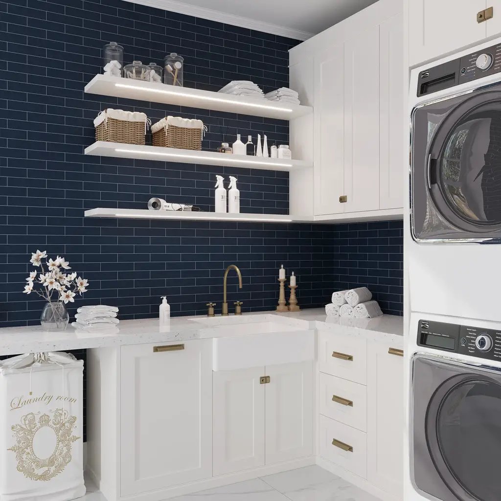 Blue 2x8 Matte Ceramic Subway Tile (60 pack, 6.48 sq ft/case) by Apollo Tile