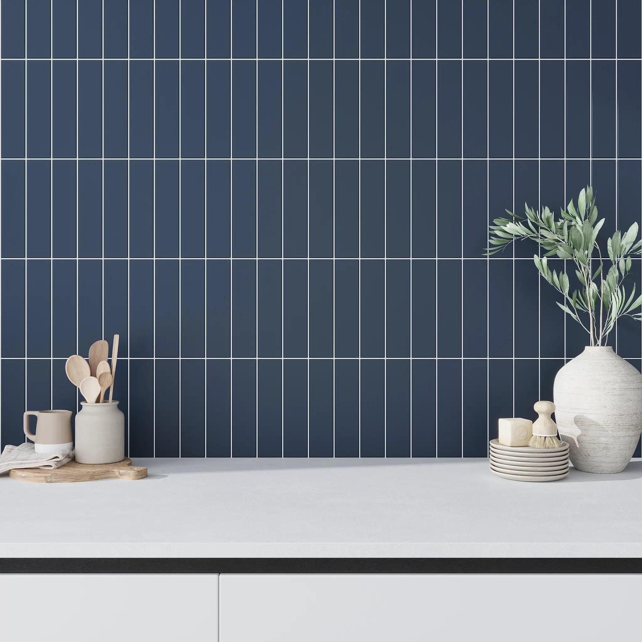 Blue 2x8 Matte Ceramic Subway Tile (60 pack, 6.48 sq ft/case) by Apollo Tile