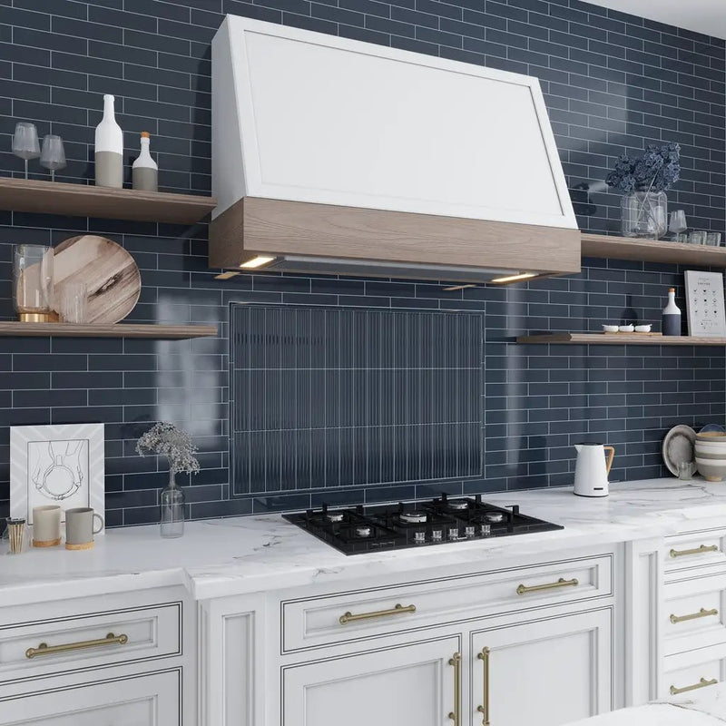 Blue 2x8 Glossy Ceramic Subway Deco Tile (38 pack, 4.09 sq ft/case) by Apollo Tile