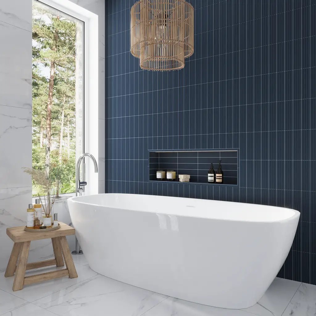 Blue 2x8 Matte Ceramic Subway Tile (60 pack, 6.48 sq ft/case) by Apollo Tile