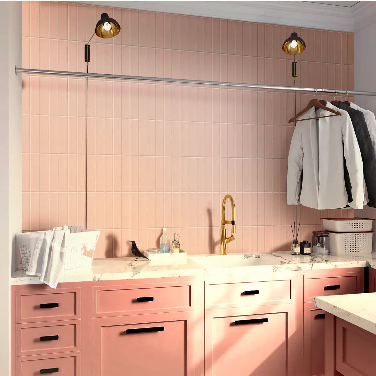 Pink 2x8 Matte Ceramic Subway Tile (60 pack, 6.46 sq ft/case) by Apollo Tile