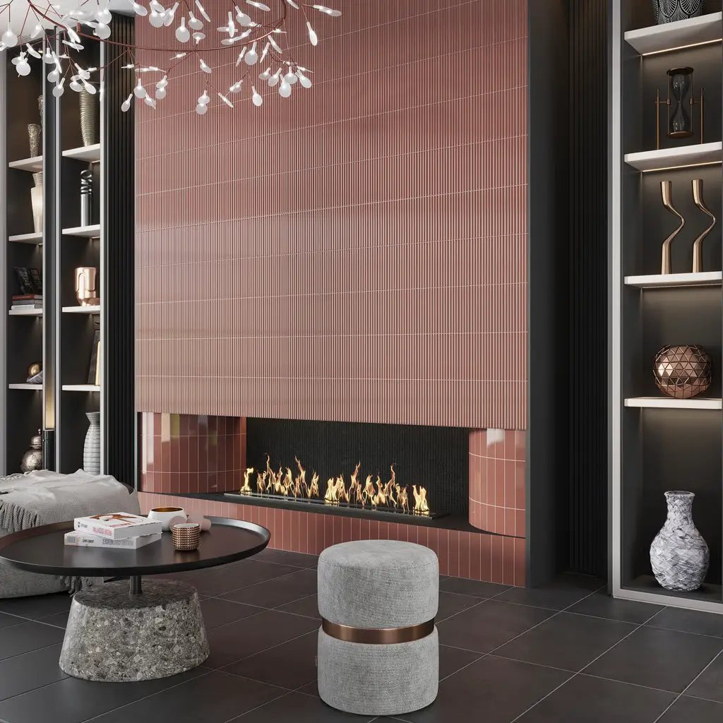 Red 2x8 Glossy Ceramic Subway Deco Tile (38 pack, 4.09 sq ft/case) by Apollo Tile
