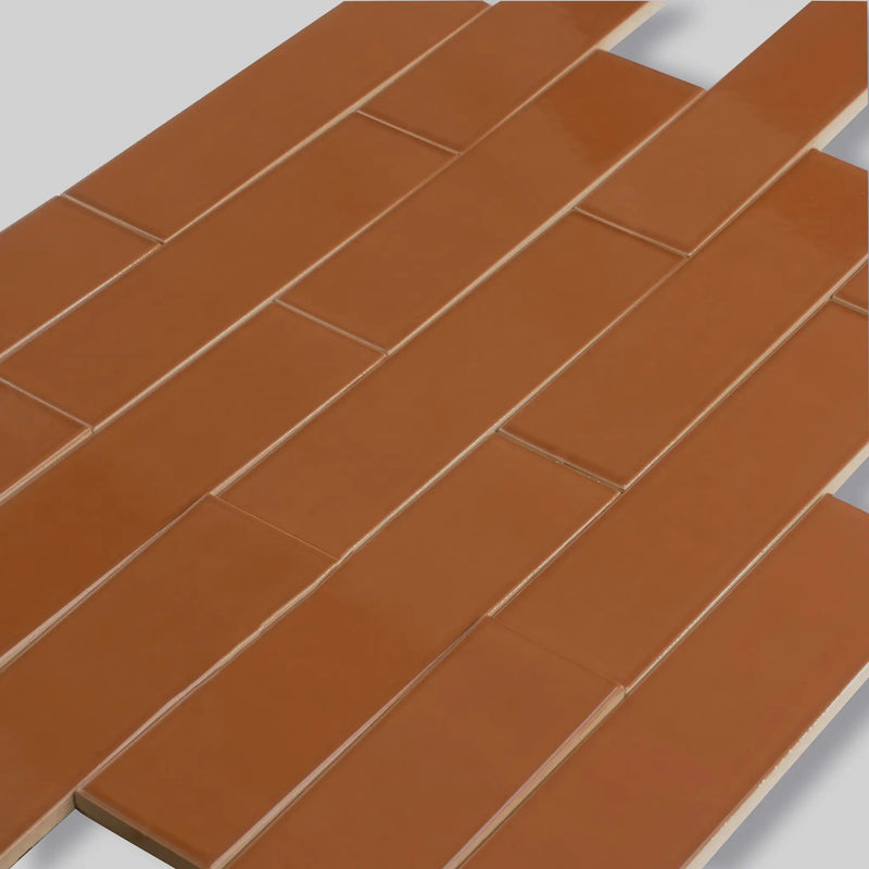 Red 2x8 Glossy Ceramic Subway Tile (50 pack, 5.38 sq ft/case) by Apollo Tile