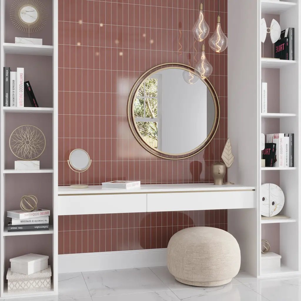 Red 2x8 Glossy Ceramic Subway Tile (50 pack, 5.38 sq ft/case) by Apollo Tile