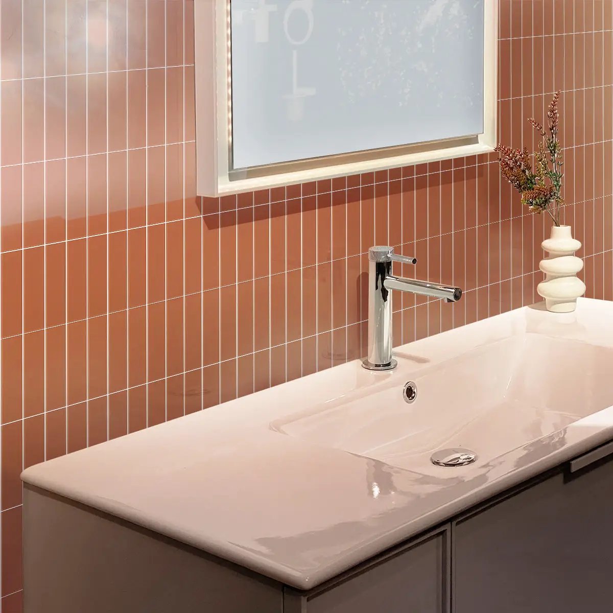 Red 2x8 Glossy Ceramic Subway Tile (50 pack, 5.38 sq ft/case) by Apollo Tile