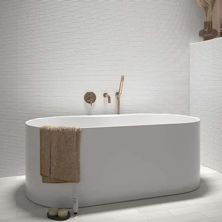 White 2x8 Glossy Ceramic Subway Deco Tile (42 pack, 4.54 sq ft/case) by Apollo Tile