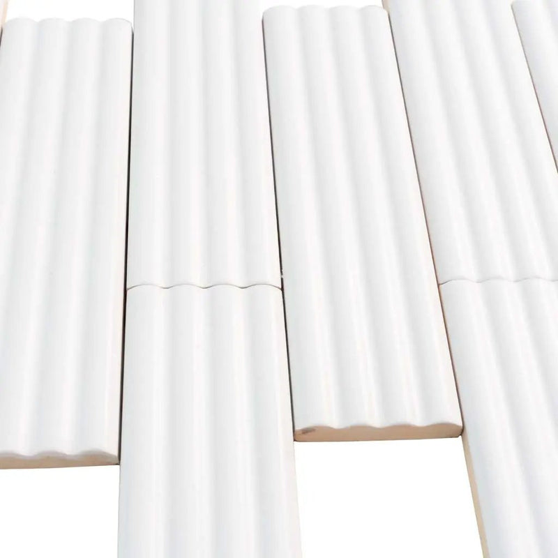 White 2x8 Matte Ceramic Subway Deco Tile (38 pack, 4.1 sq ft/case) by Apollo Tile