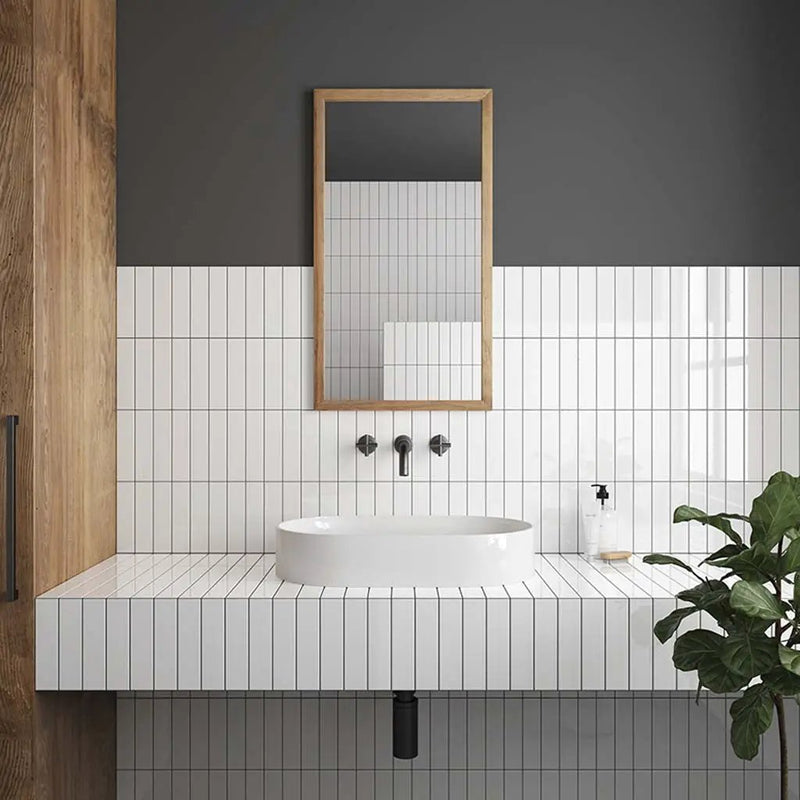 White 2x8 Glossy Ceramic Subway Tile (60 pack, 6.46 sq ft/case) by Apollo Tile