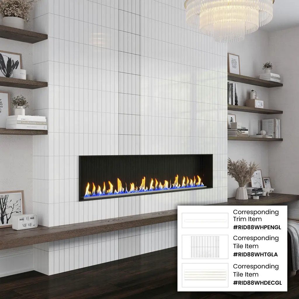 White 2x8 Glossy Ceramic Subway Deco Tile (42 pack, 4.54 sq ft/case) by Apollo Tile