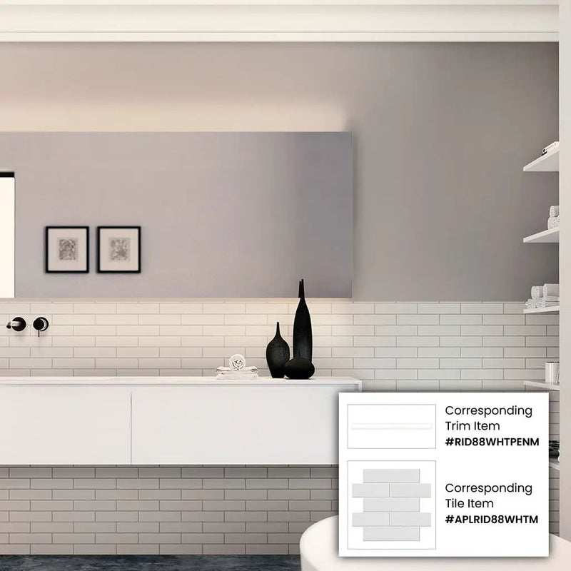 White 2x8 Matte Ceramic Subway Tile (60 pack, 6.46 sq ft/case) by Apollo Tile