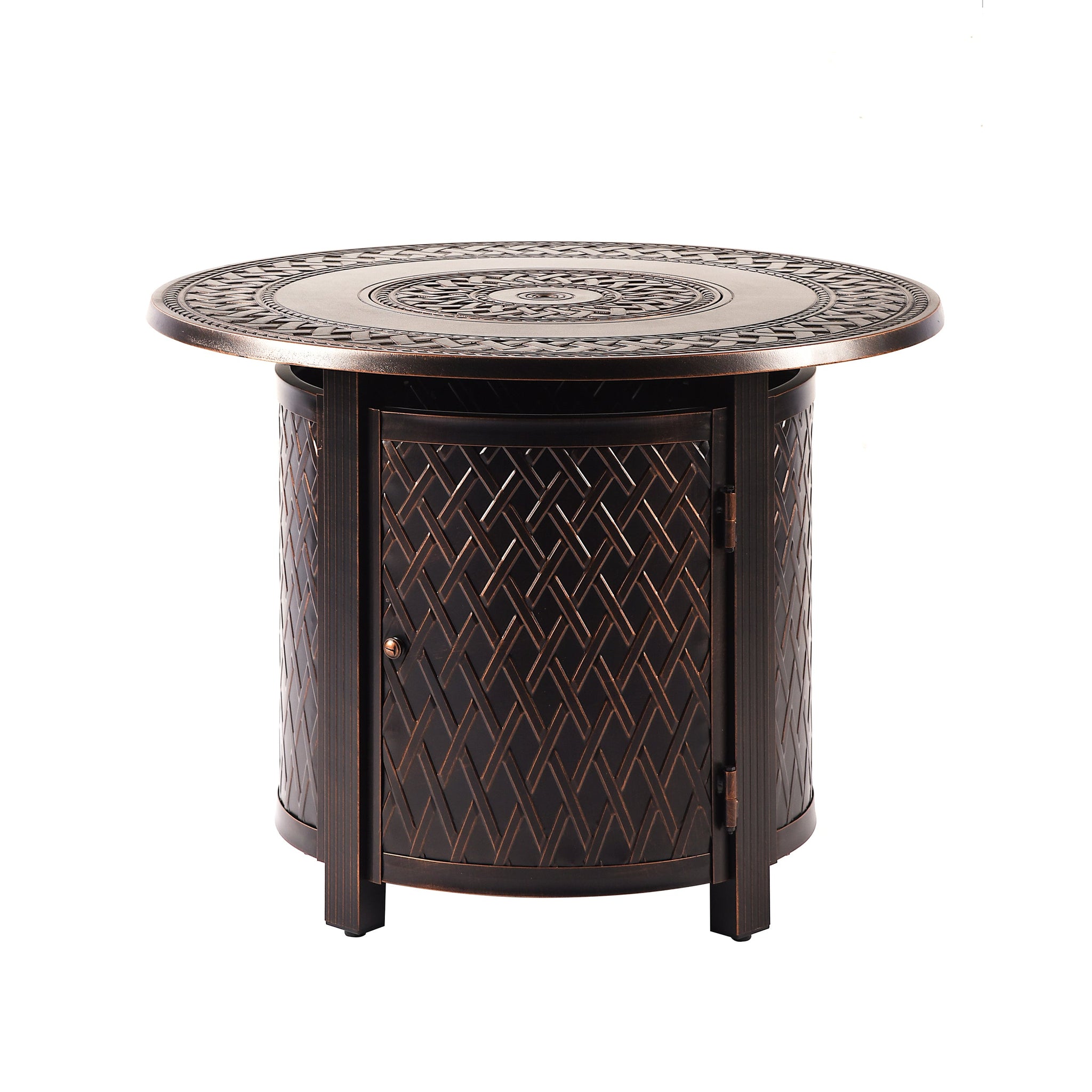 Aluminum 34-in Round Propane Fire Table with Beads, Covers and Lid by Sharicks