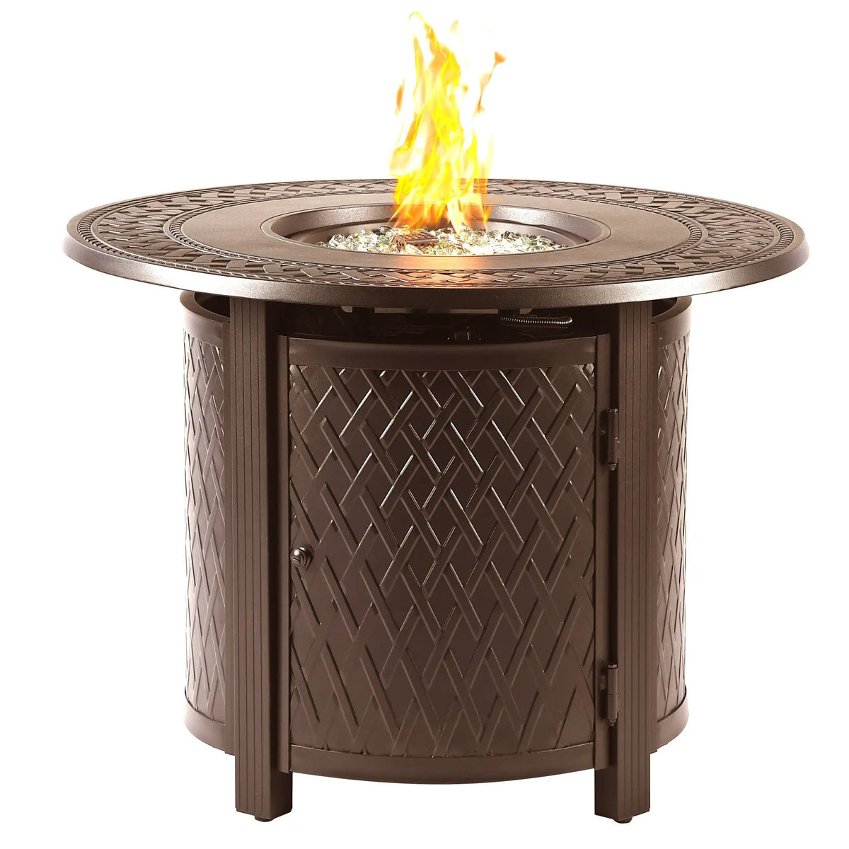 Aluminum 34-in Round Propane Fire Table with Beads, Covers and Lid by Sharicks