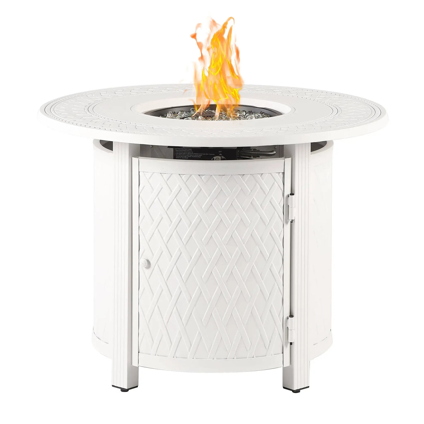 Aluminum 34-in Round Propane Fire Table with Beads, Covers and Lid by Sharicks