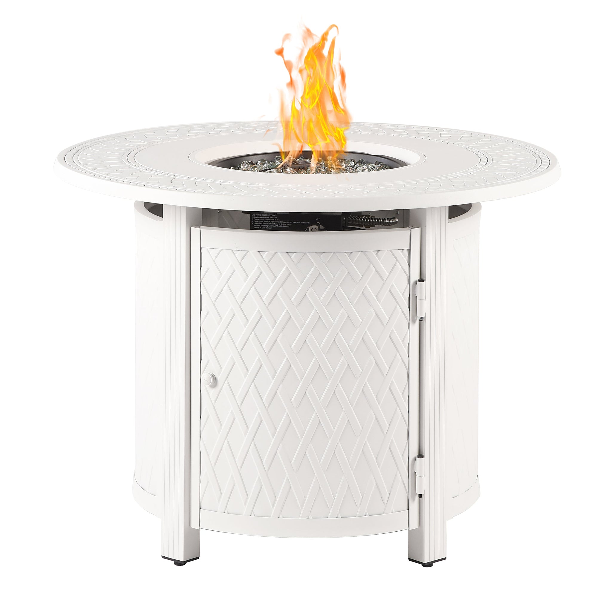 Aluminum 34-in Round Propane Fire Table with Beads, Covers and Lid by Sharicks