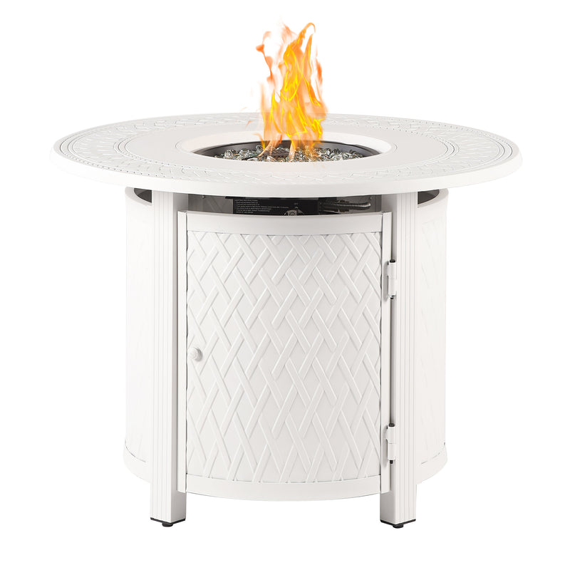 Aluminum 34-in Round Propane Fire Table with Beads, Covers and Lid by Sharicks