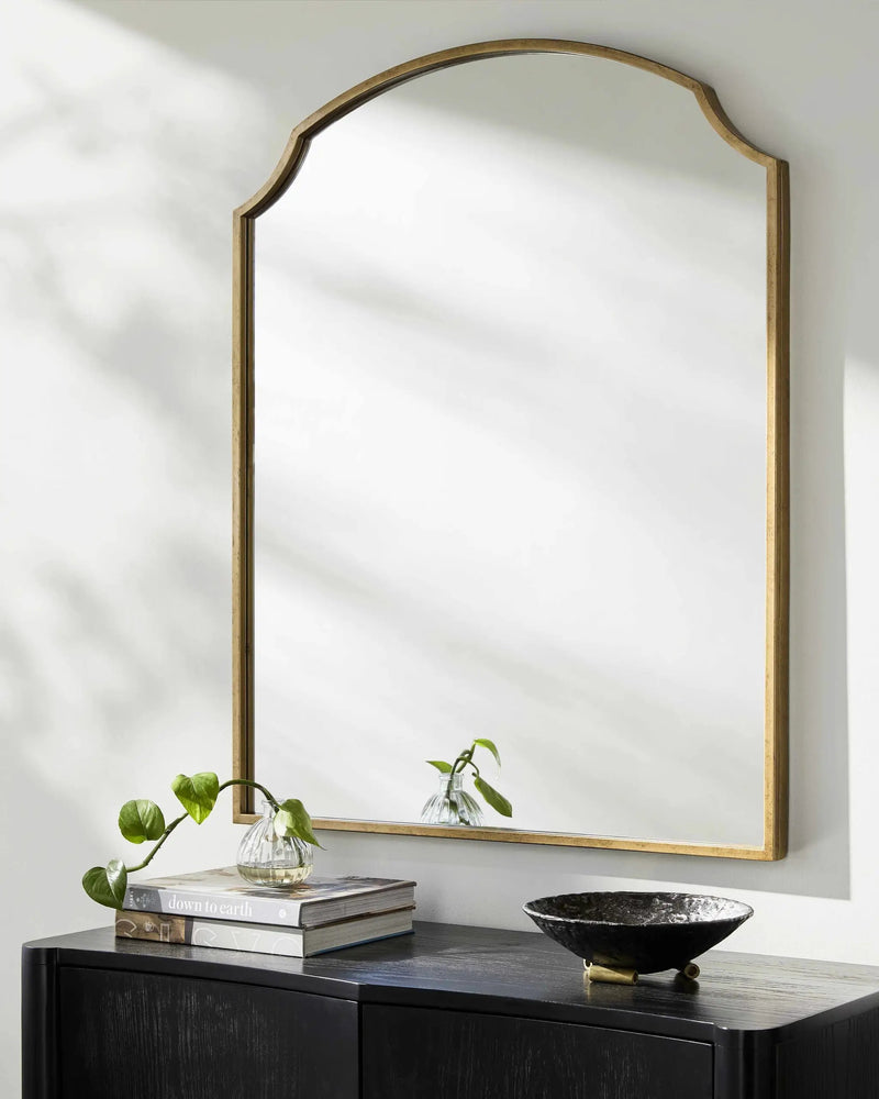 Catai Gold Mirror with Iron Base by Boutique Rugs