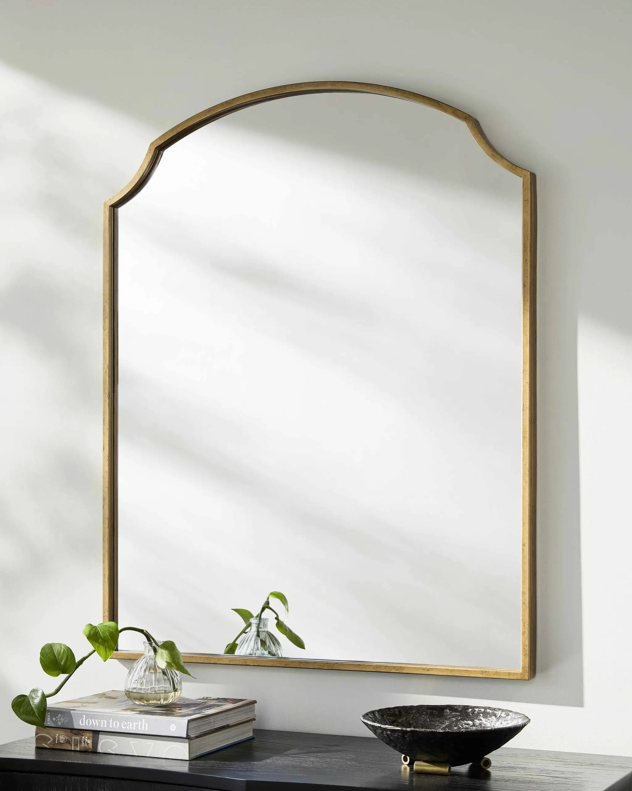 Catai Gold Mirror with Iron Base by Boutique Rugs