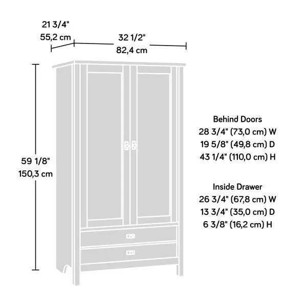 Bedroom Armoire Cabinet with Bottom Storage Drawer in Black Oak Wood Finish by HomePacific