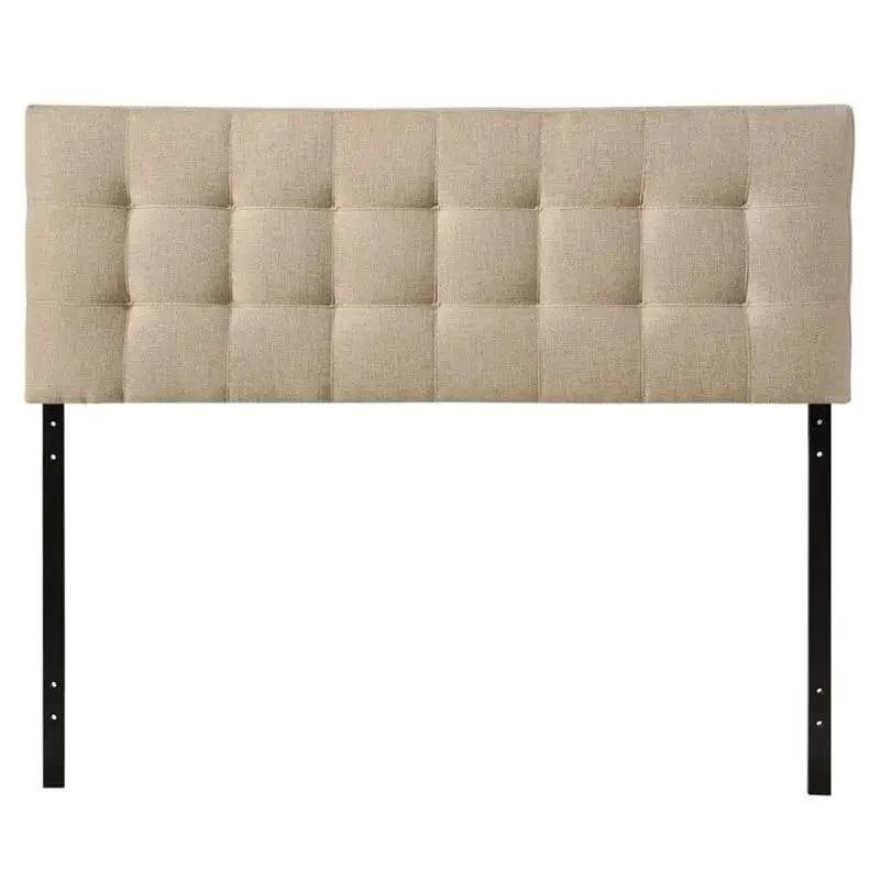 Queen size Modern Beige Tan Taupe Fabric Tufted Upholstered Headboard by HomePacific