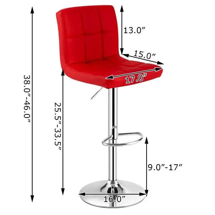 Set of 2 Modern Adjustable Height Barstools w/ Comfortable Red PU Leather Seat by HomePacific