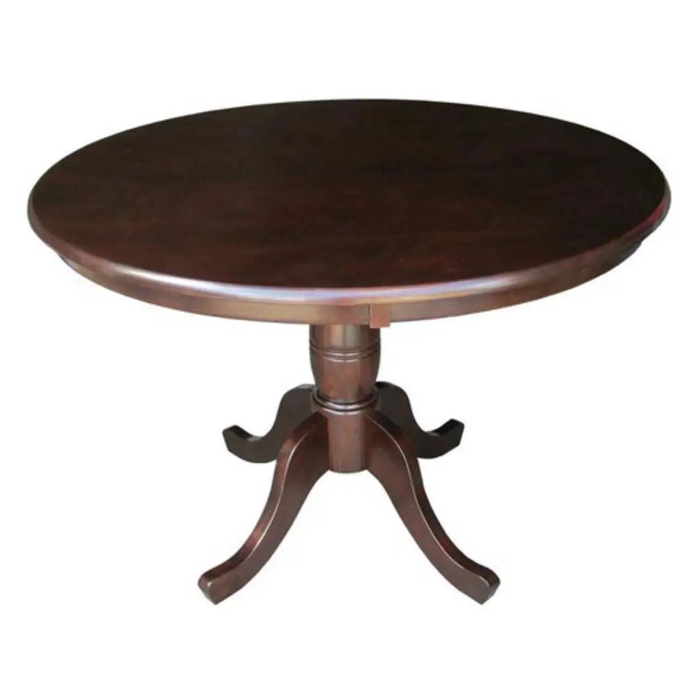 Round 36-inch Solid Wood Kitchen Dining Table in Rich Mocha by HomePacific