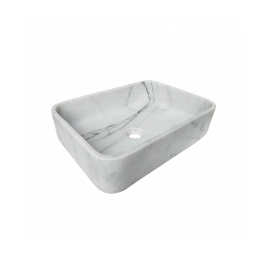 White Calacatta Marble Rectangular Sink Polished (W)12" (L)18" (H)6" by GobekDesign