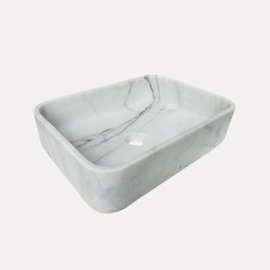 White Calacatta Marble Rectangular Sink Polished (W)12" (L)18" (H)6" by GobekDesign