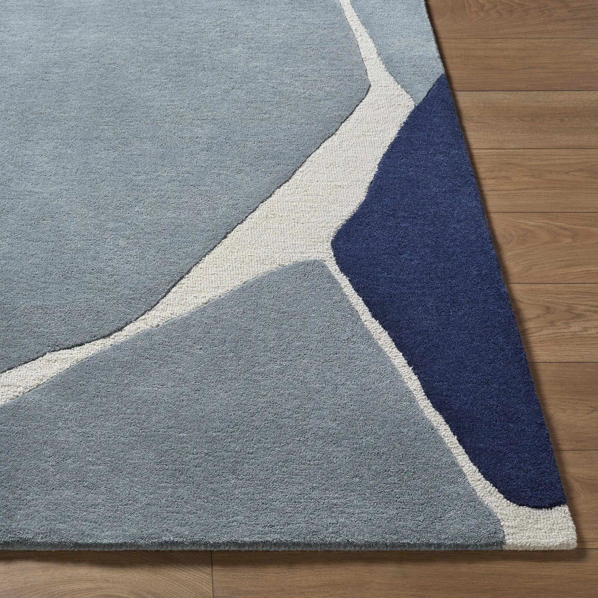 Robbins Modern Blue Wool Rug, photo 9 of 11