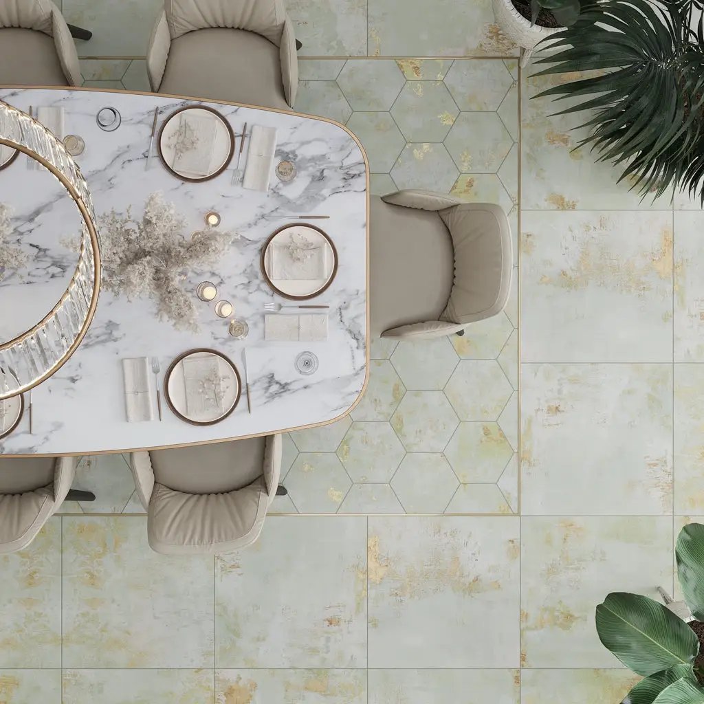 Moss Green 10x11 Natural Hexagon Porcelain Large Format Tile (17 pack, 10.06 sq ft/case) by Apollo Tile