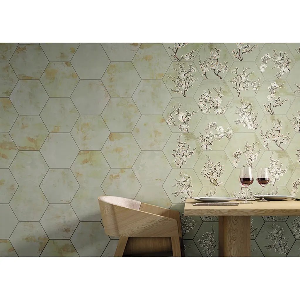 Moss Green 10x11 Natural Hexagon Porcelain Large Format Tile (17 pack, 10.06 sq ft/case) by Apollo Tile