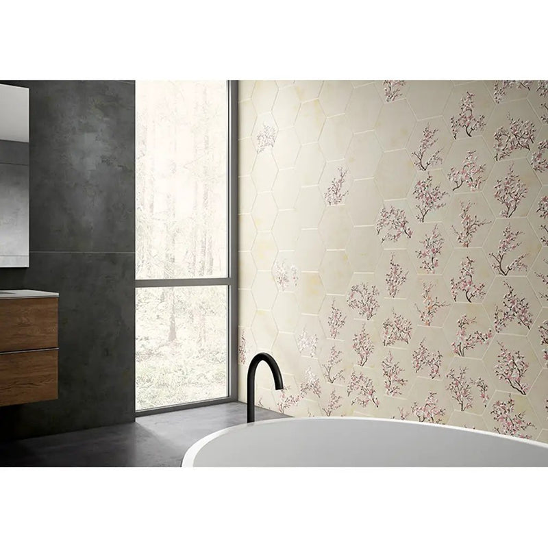 Light Beige 10x11 Natural Hexagon Porcelain Large Format Tile (17 pack, 10.06 sq ft/case) by Apollo Tile