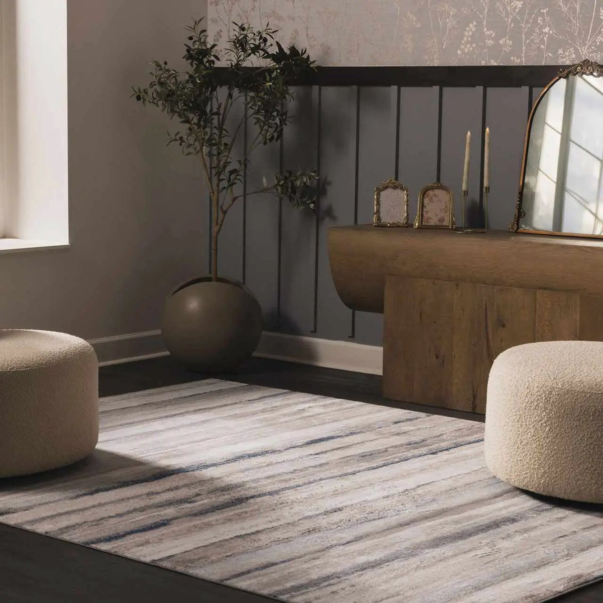 Aldavilla Abstract Striped Area Rug, installed in a room 2