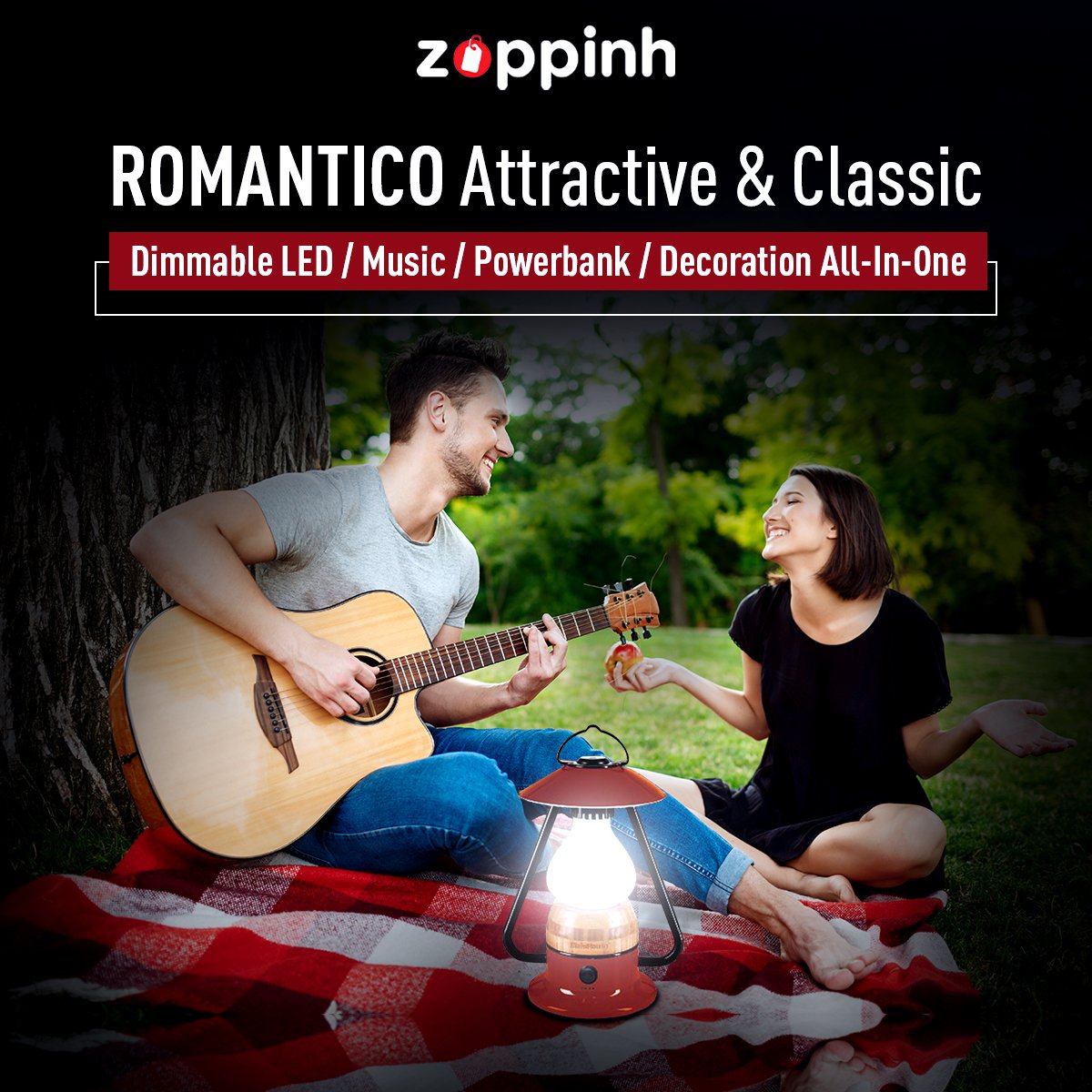 TRU De-LIGHT ROMANTICO LED All-in-One Lamp, Rechargeable, Bluetooth Music Speaker - FIRE RED / YELLOW / AUQA BLUE / GREEN / BLACK, photo 10 of 19