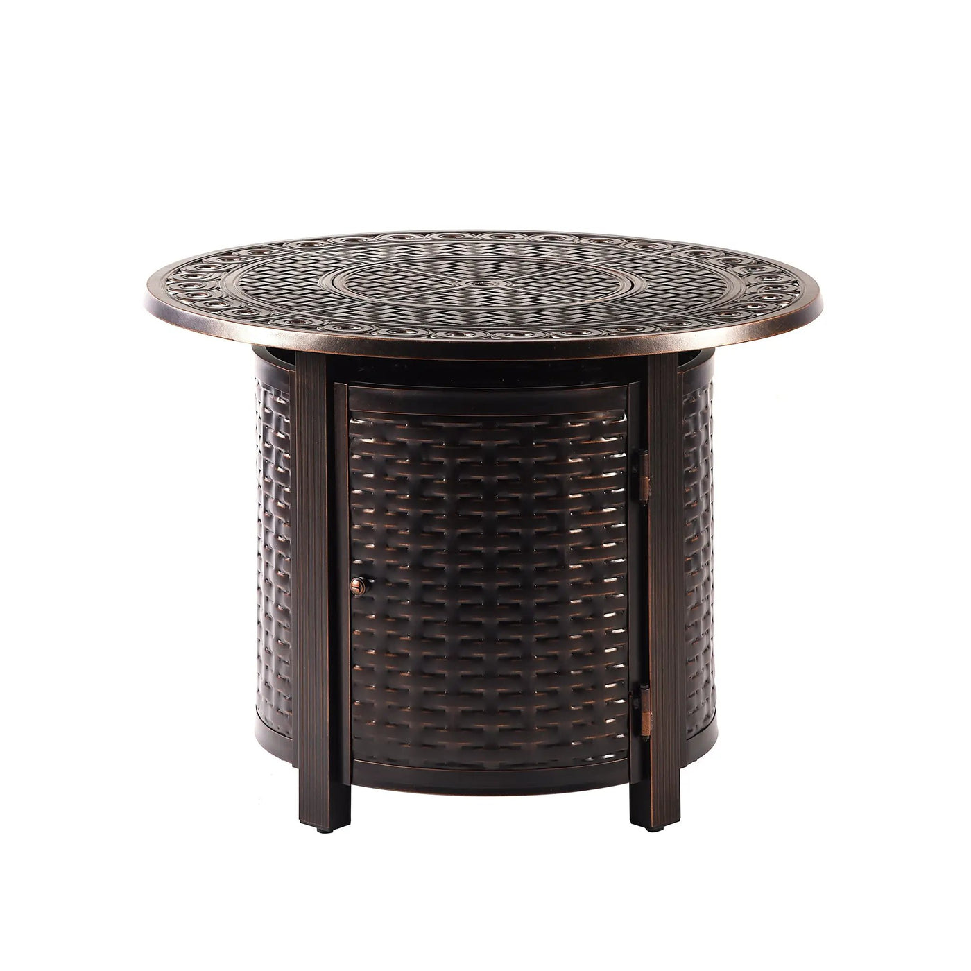 Aluminum 34-in Round Propane Fire Table with Beads, Covers and Lid by Sharicks