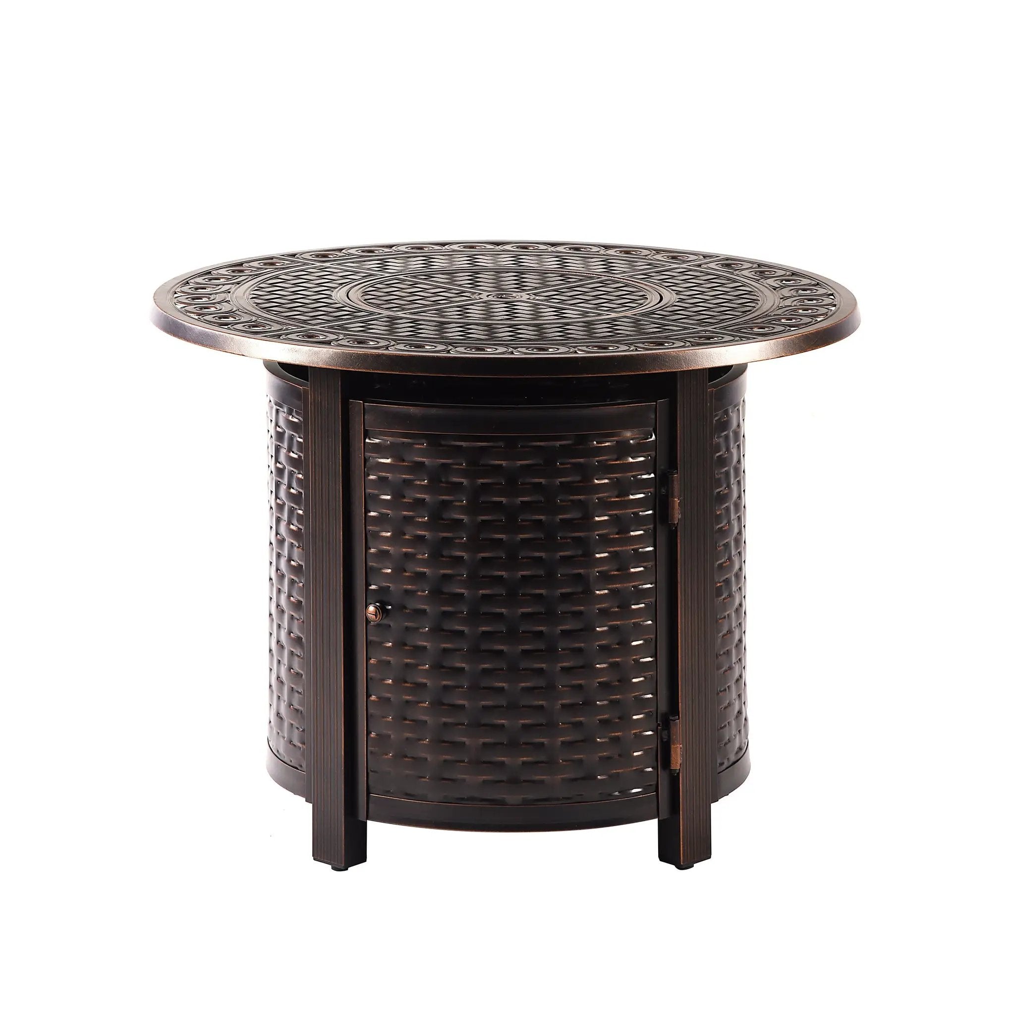 Aluminum 34-in Round Propane Fire Table with Beads, Covers and Lid by Sharicks