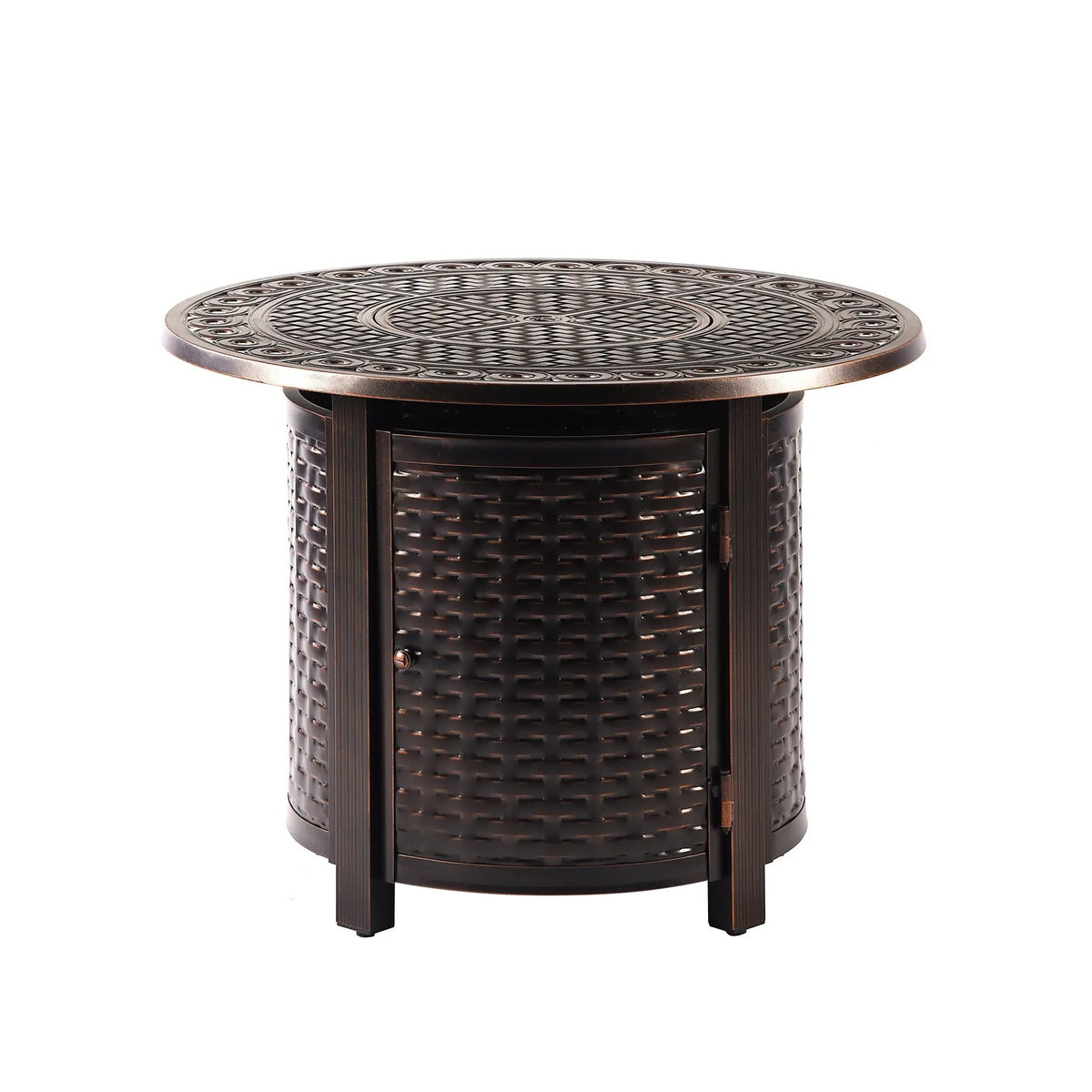 Aluminum 34-in Round Propane Fire Table with Beads, Covers and Lid by Sharicks