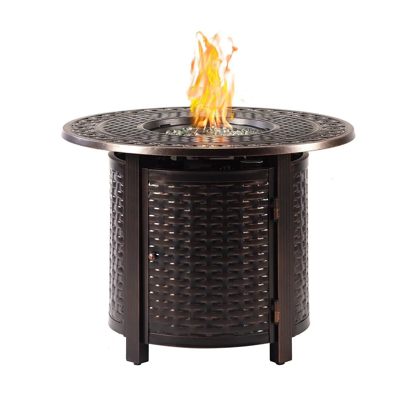 Aluminum 34-in Round Propane Fire Table with Beads, Covers and Lid by Sharicks