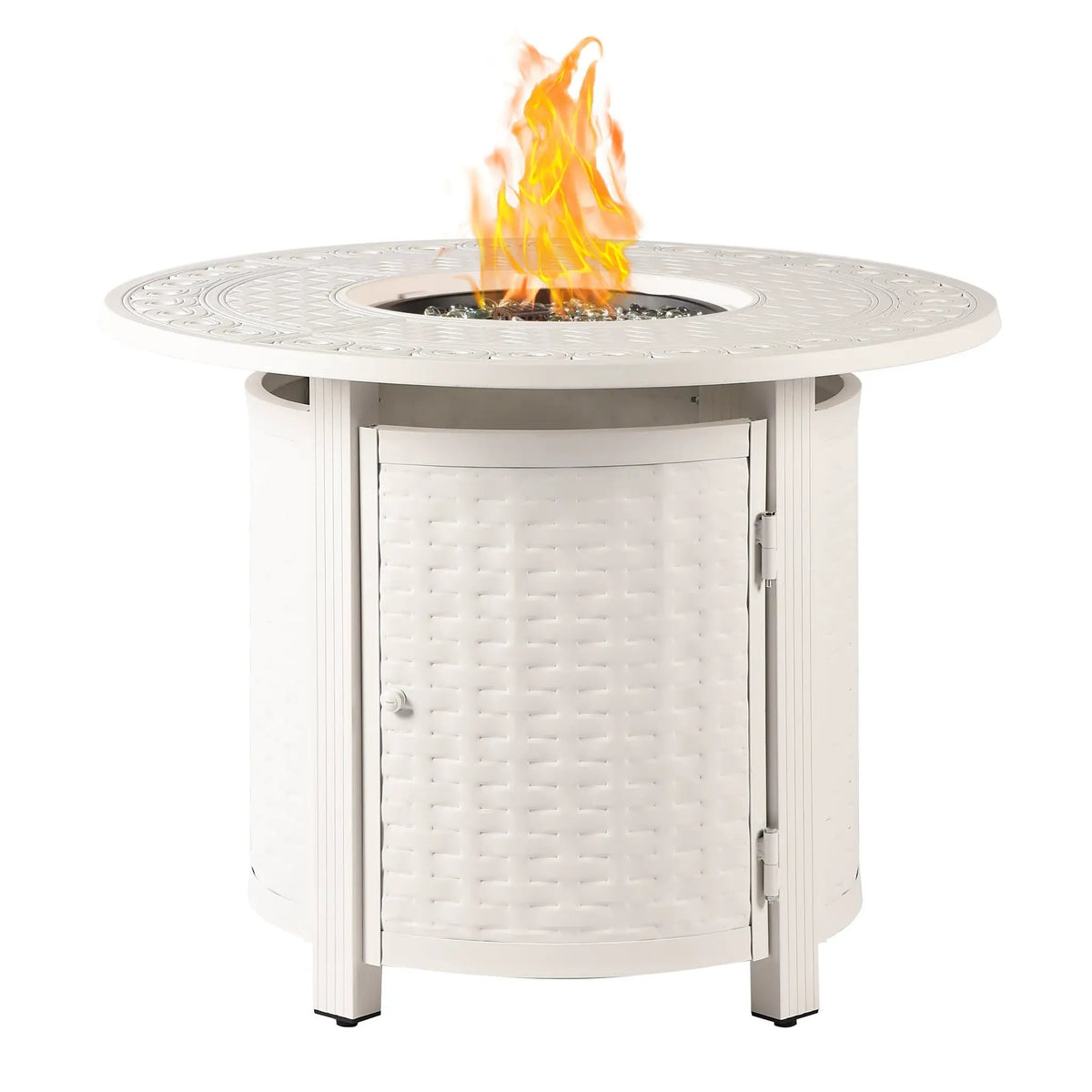 Aluminum 34-in Round Propane Fire Table with Beads, Covers and Lid by Sharicks