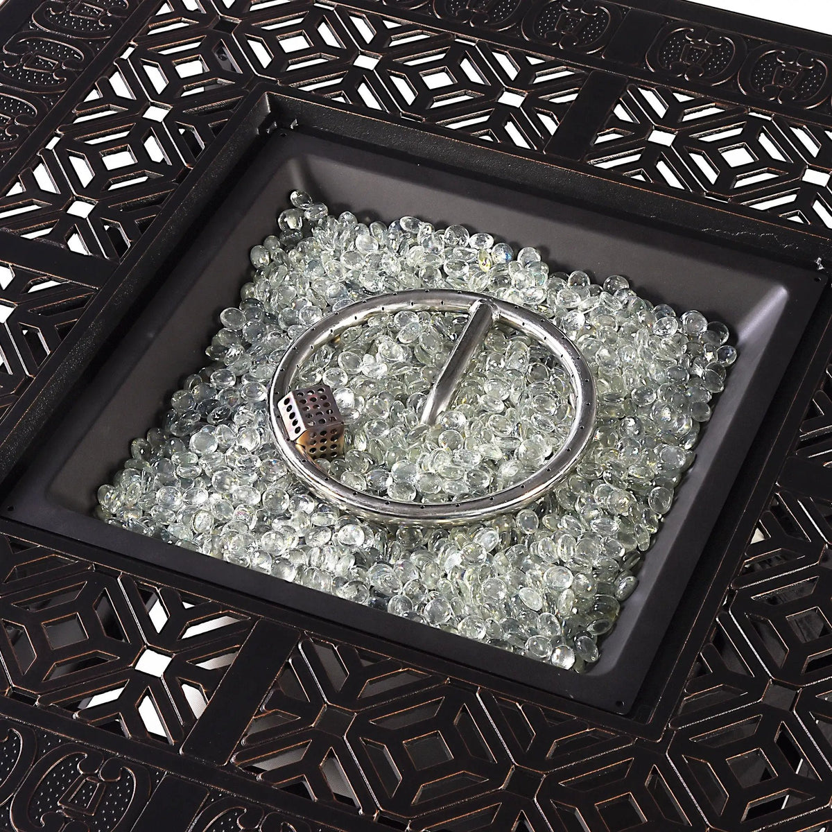 Aluminum 42-in Square Propane Fire Table with Beads, Covers and Lid by Sharicks