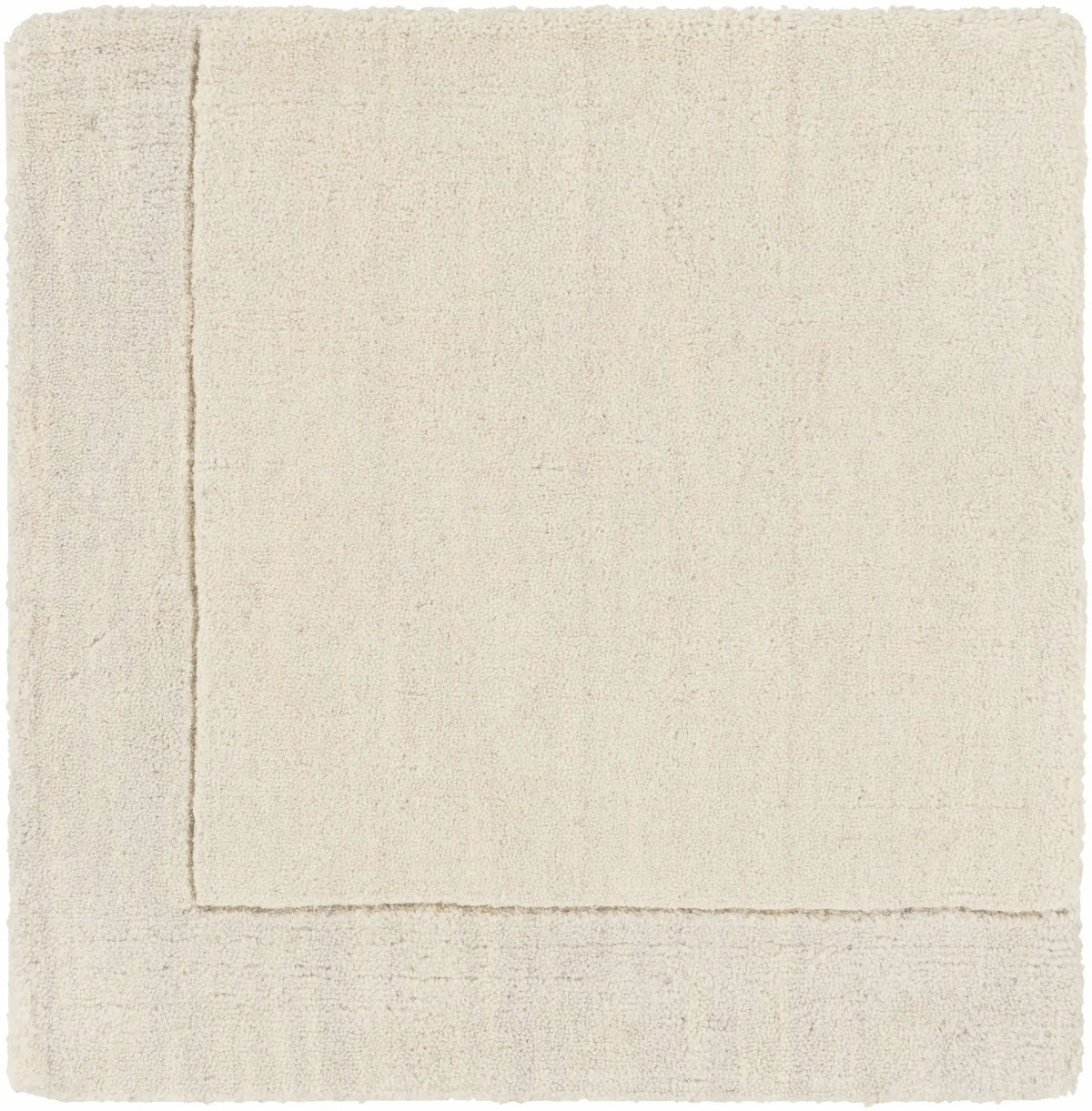 Bordered Solid Beige Cream Wool Rug, photo 6 of 16