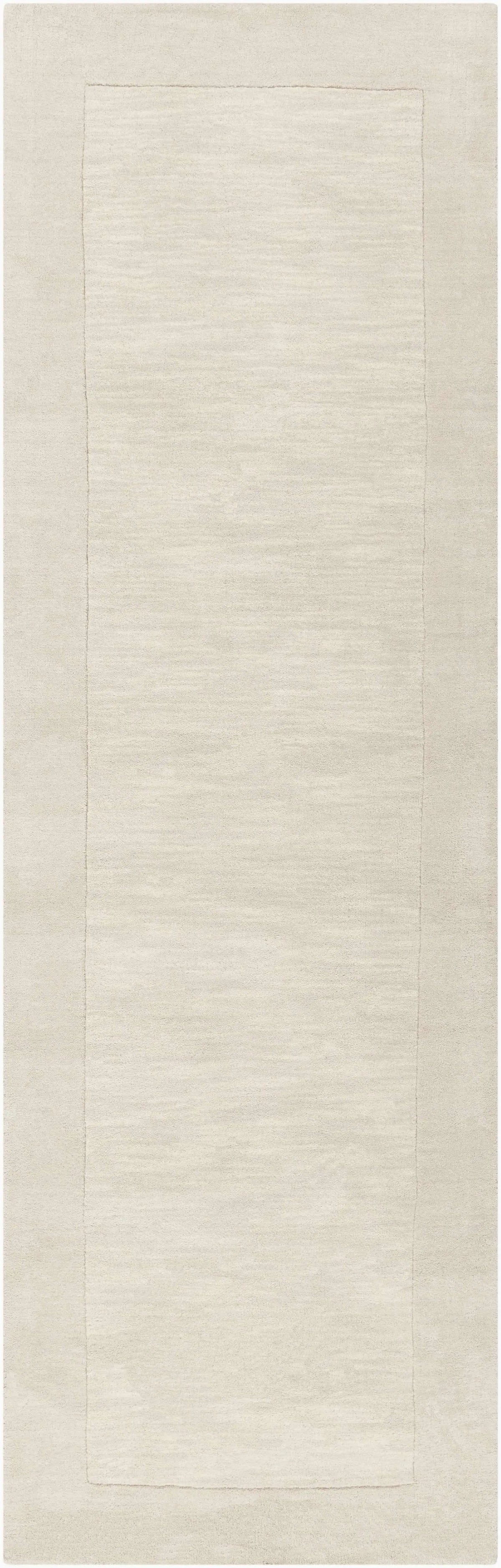 Bordered Solid Beige Cream Wool Rug, photo 15 of 16