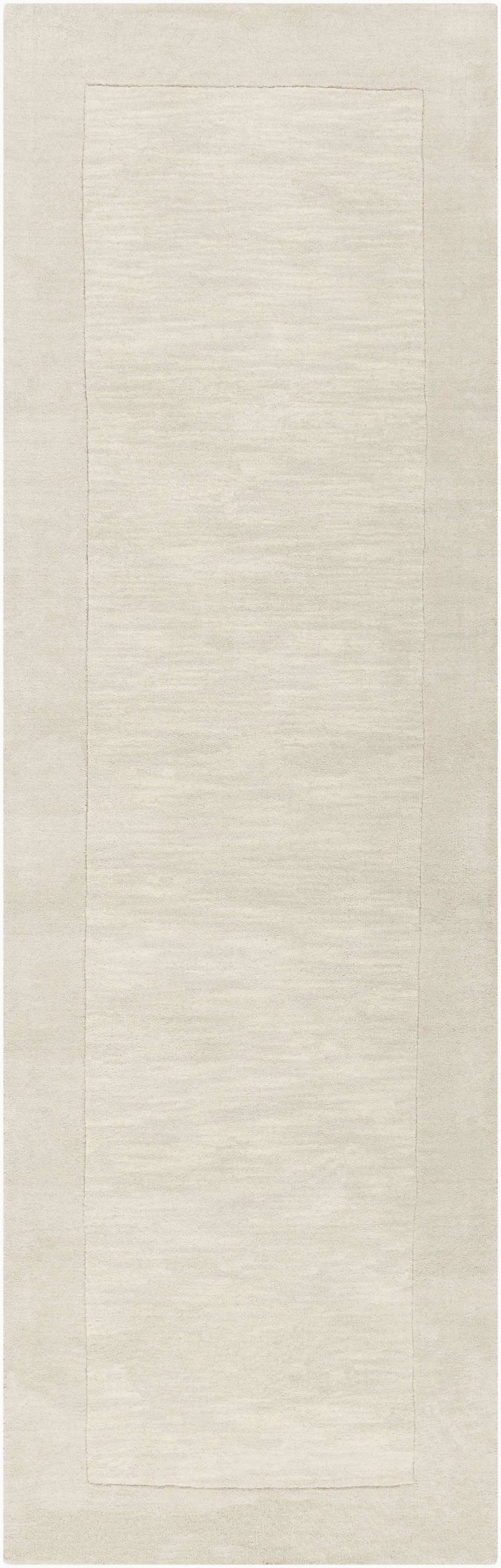 Bordered Solid Beige Cream Wool Rug by Boutique Rugs