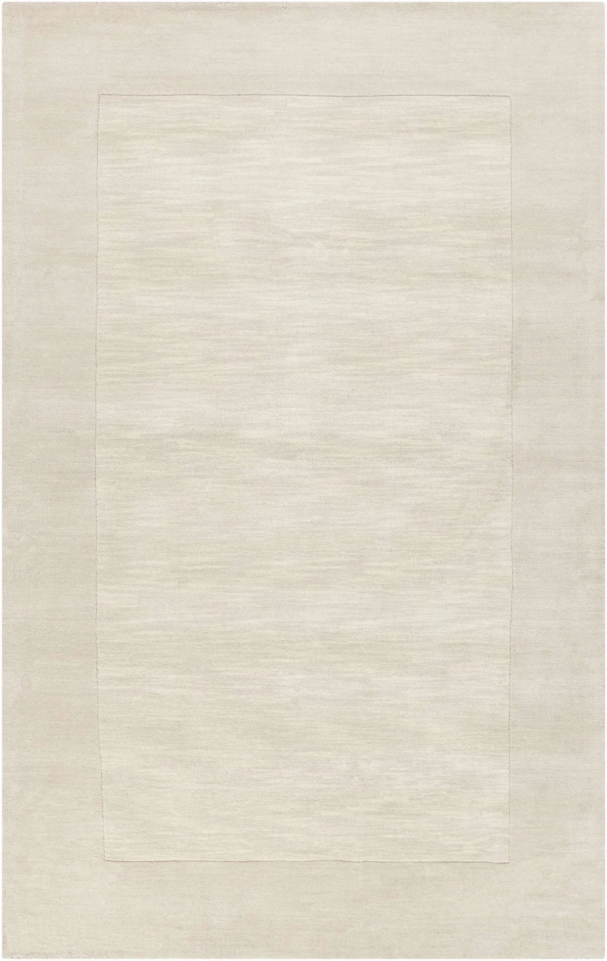 Bordered Solid Beige Cream Wool Rug